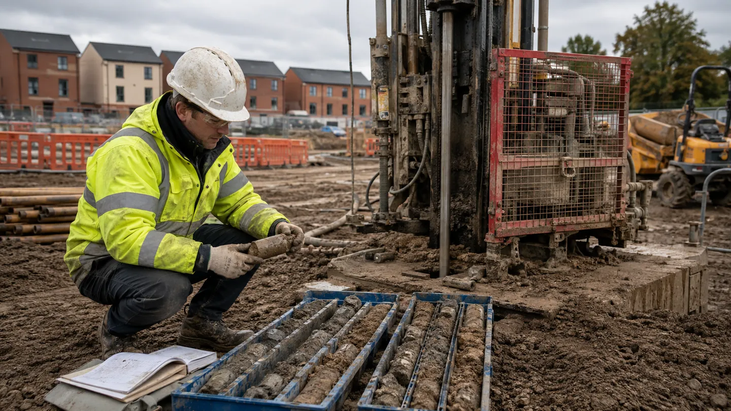 Geotechnical engineer logging samples during a ground investigation.