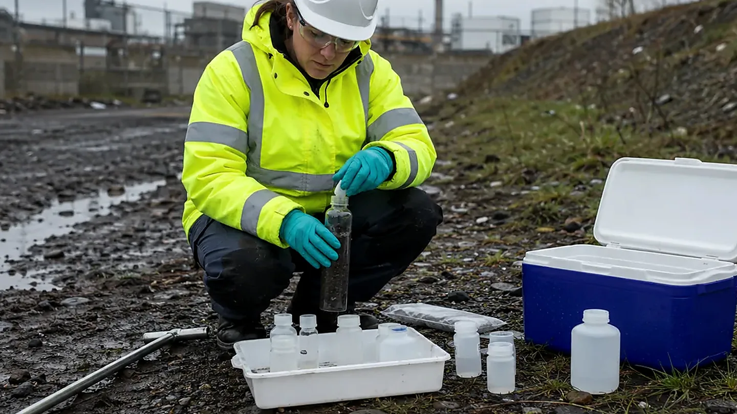 Environmental sampling of soil and material for laboratory testing and landfill acceptance assessment.